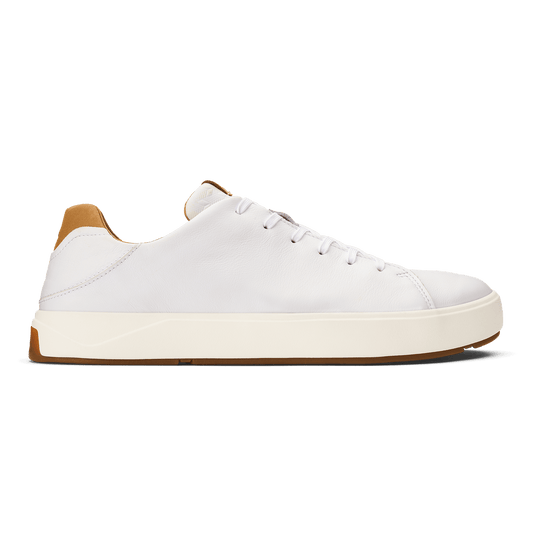 OluKai Best Seller - Lae‘ahi Lī ‘Ili Men's Leather Sneakers - Bright White