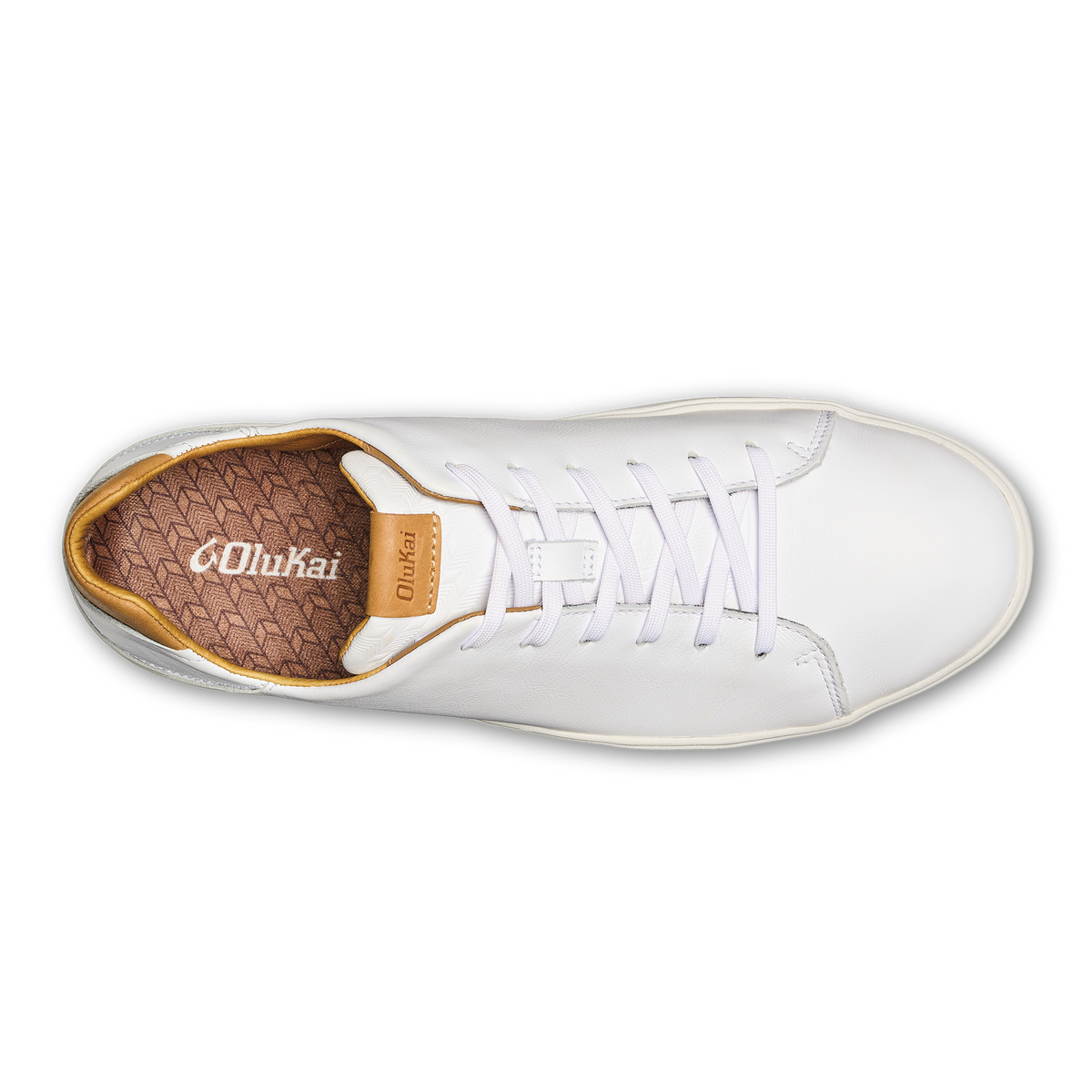 OluKai Best Seller - Lae‘ahi Lī ‘Ili Men's Leather Sneakers - Bright White
