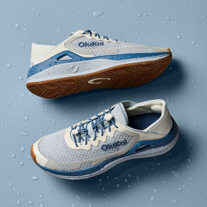 OluKai Exclusive - ‘Ahi Men’s Water Boat Shoes - Blue Pearl / White Sand