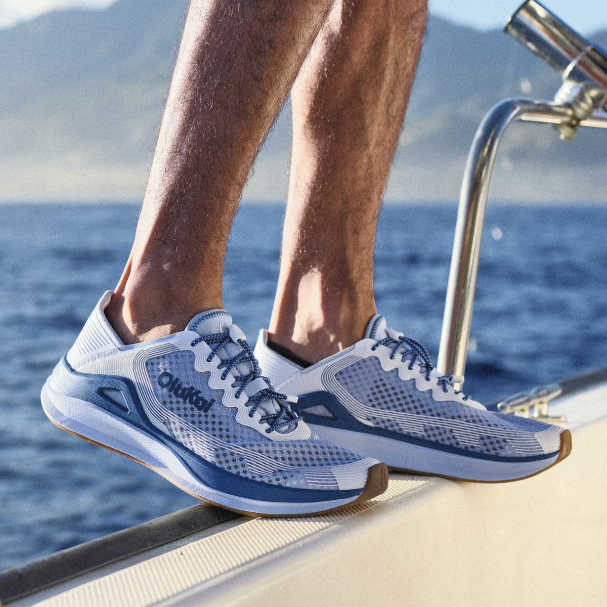 OluKai Exclusive - ‘Ahi Men’s Water Boat Shoes - Blue Pearl / White Sand