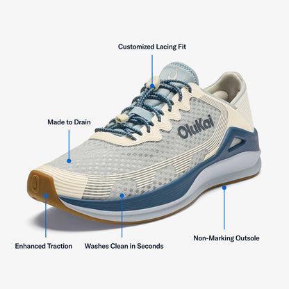 OluKai Exclusive - ‘Ahi Men’s Water Boat Shoes - Blue Pearl / White Sand
