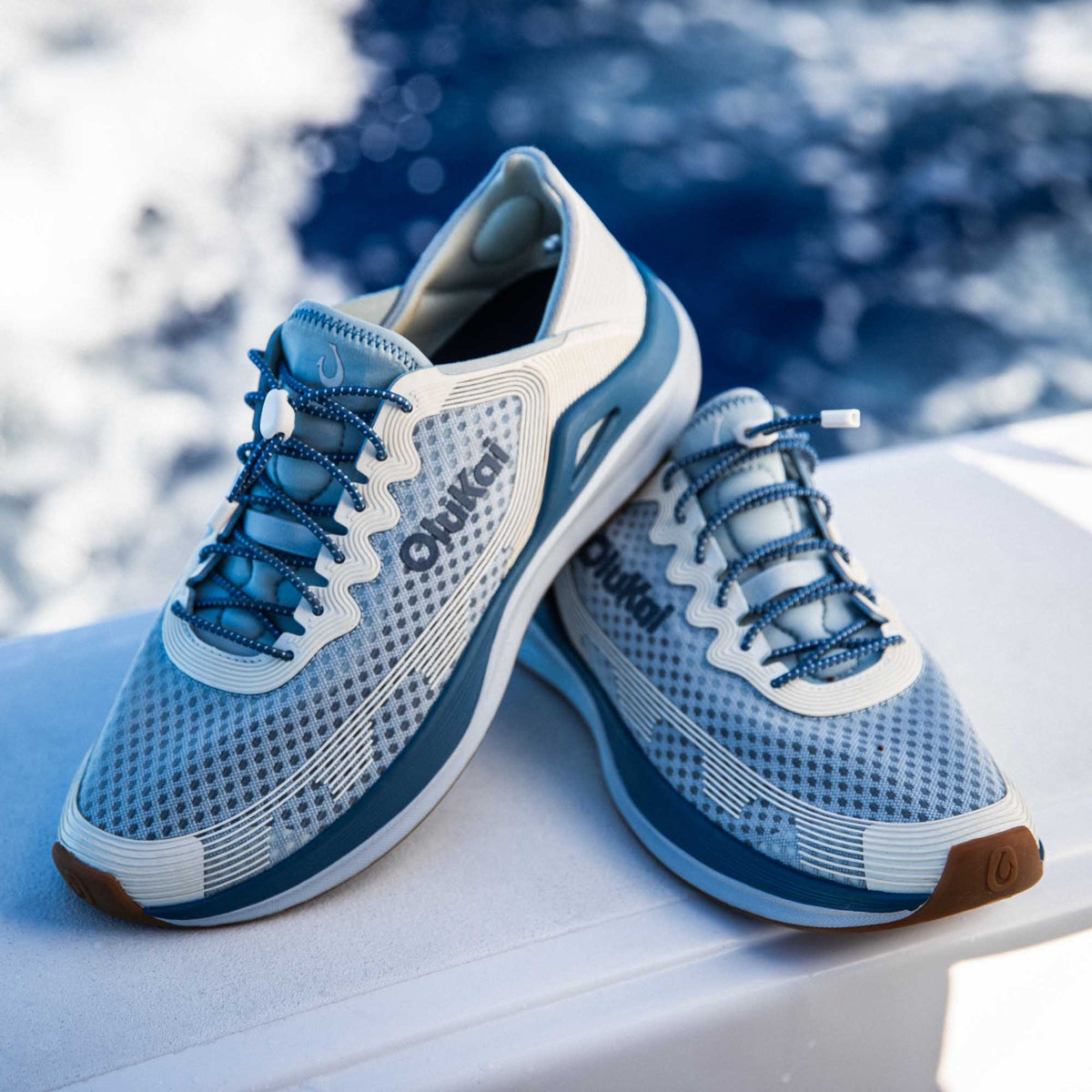 OluKai Exclusive - ‘Ahi Men’s Water Boat Shoes - Blue Pearl / White Sand