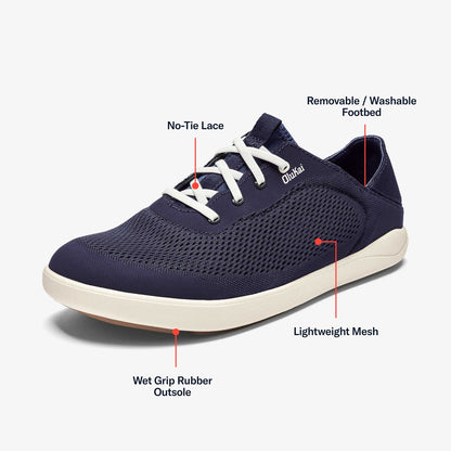 OluKai New - Moku Pae Men's Boat Shoes - Trench Blue / Off White
