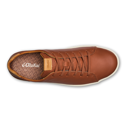 OluKai Essential - Lae‘ahi Lī ‘Ili Men's Leather Sneakers - Kukui Brown