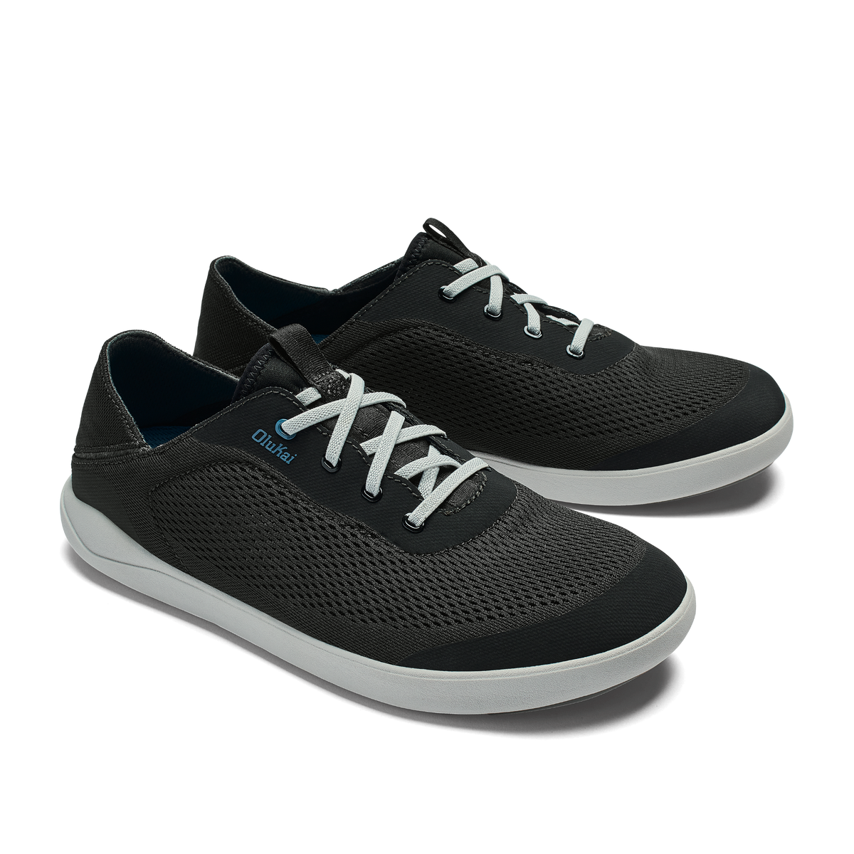 OluKai Trending - Moku Pae Men's Boat Shoes - Black / Blue Coral