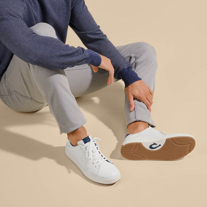 OluKai Customer Favorite - Lae‘ahi Lī ‘Ili Men's Sneakers - Bright White / Trench Blue
