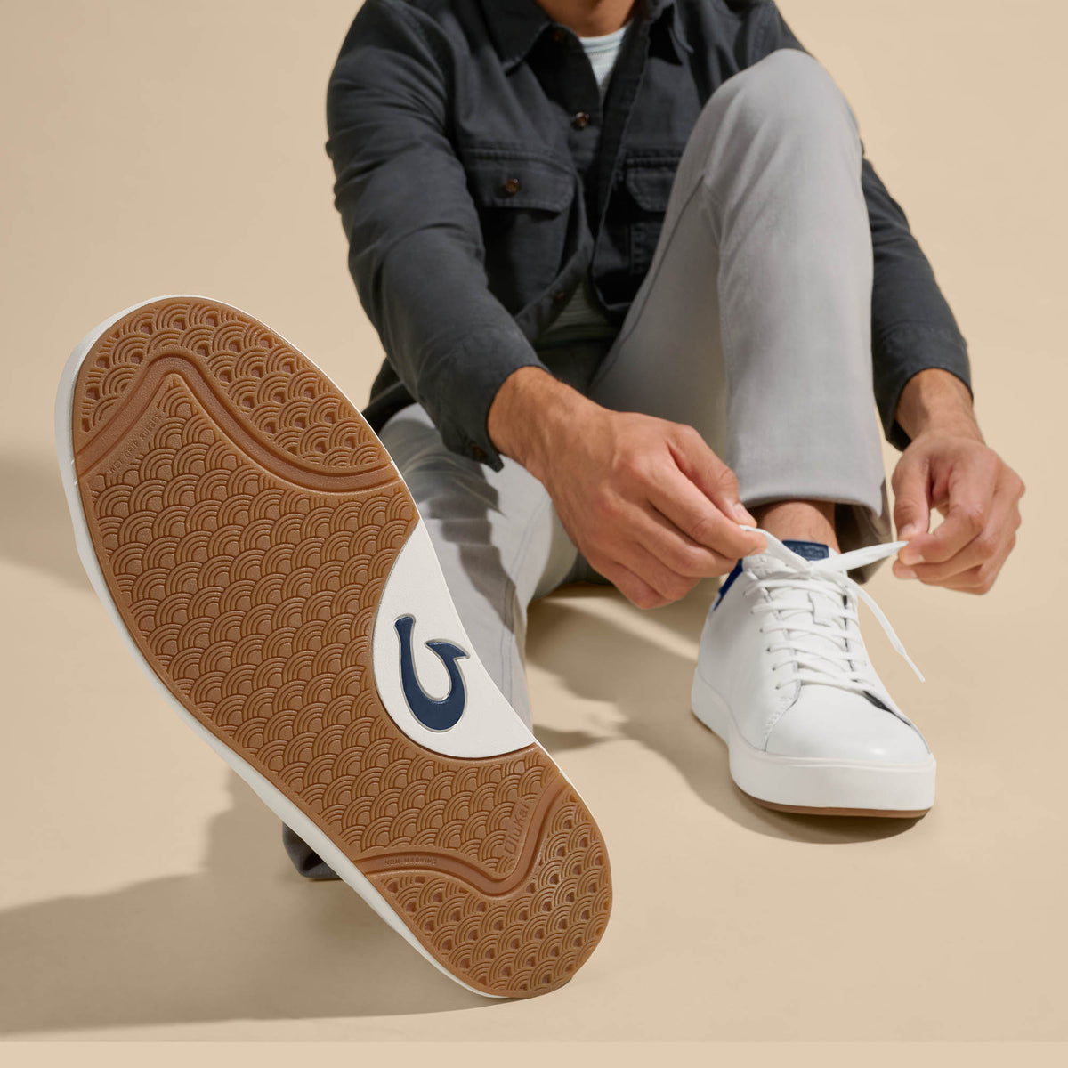 OluKai Customer Favorite - Lae‘ahi Lī ‘Ili Men's Sneakers - Bright White / Trench Blue