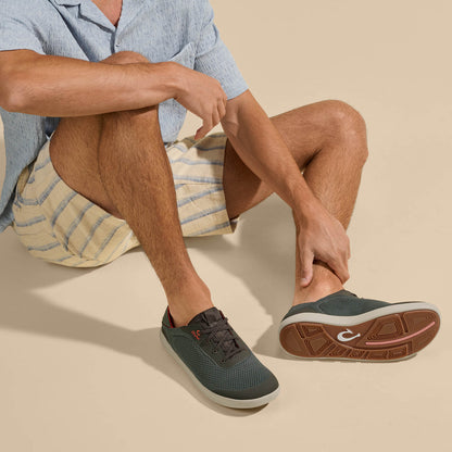 OluKai Sale - Moku Pae Men's Boat Shoes - Island Salt / Koi
