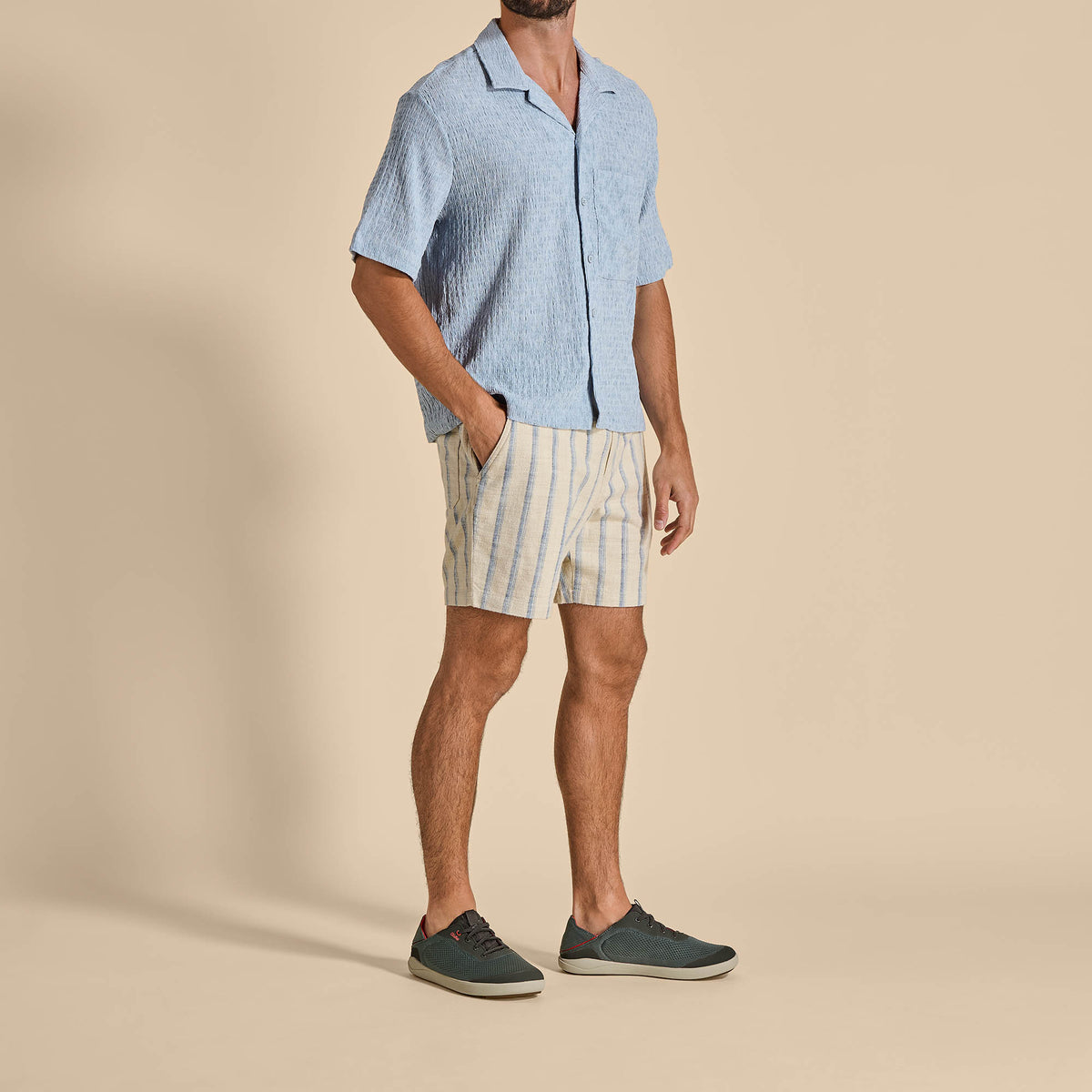 OluKai Sale - Moku Pae Men's Boat Shoes - Island Salt / Koi