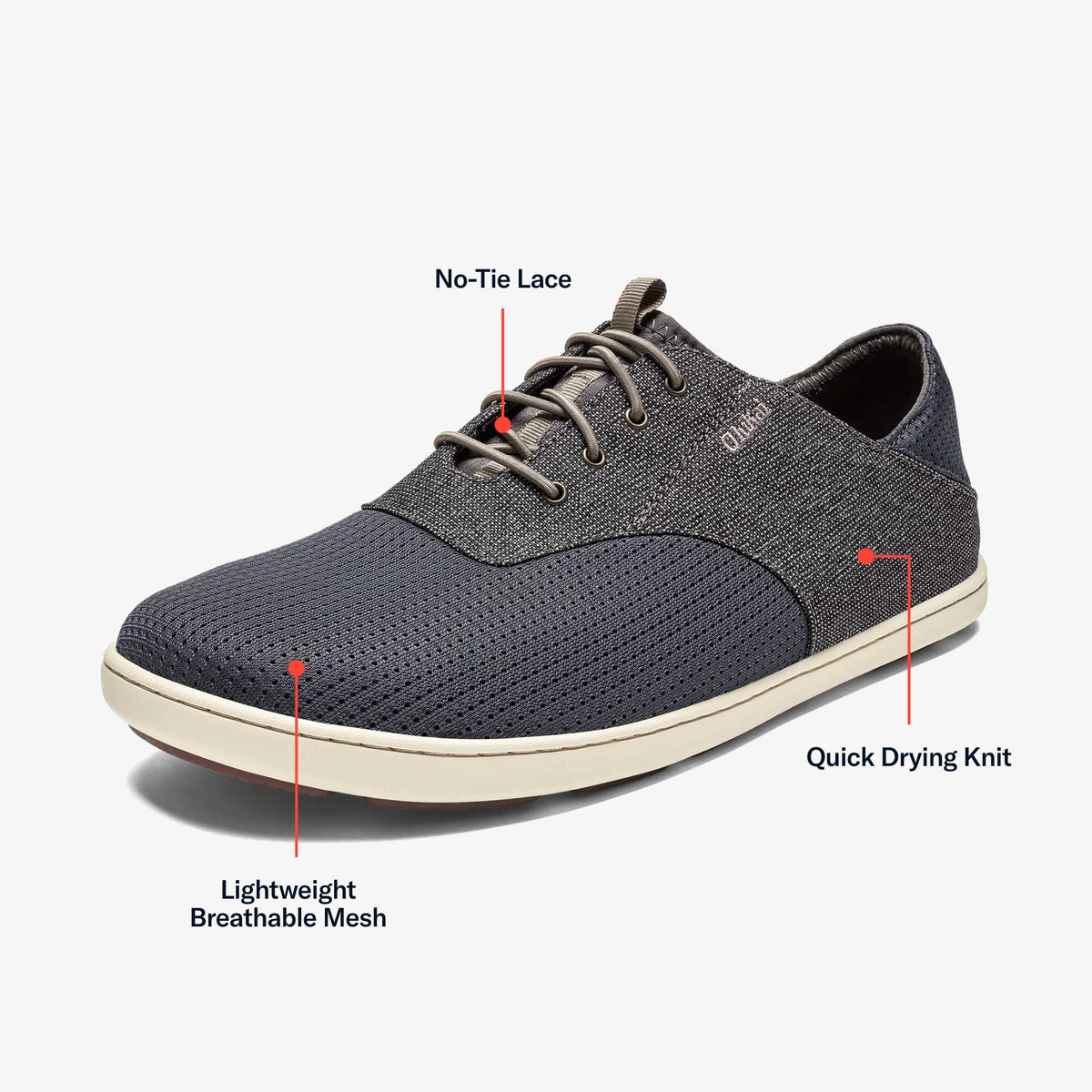 OluKai Hot Sale - Nohea Moku Men's Boat Shoes - Charcoal / Clay