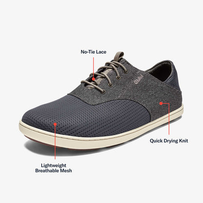 OluKai Hot Sale - Nohea Moku Men's Boat Shoes - Charcoal / Clay