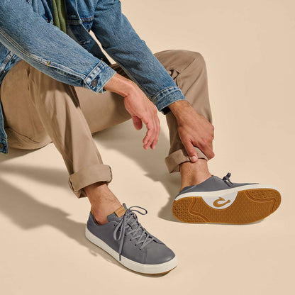 OluKai Best Seller - Lae‘ahi Lī ‘Ili Men's Leather Sneakers - Stone