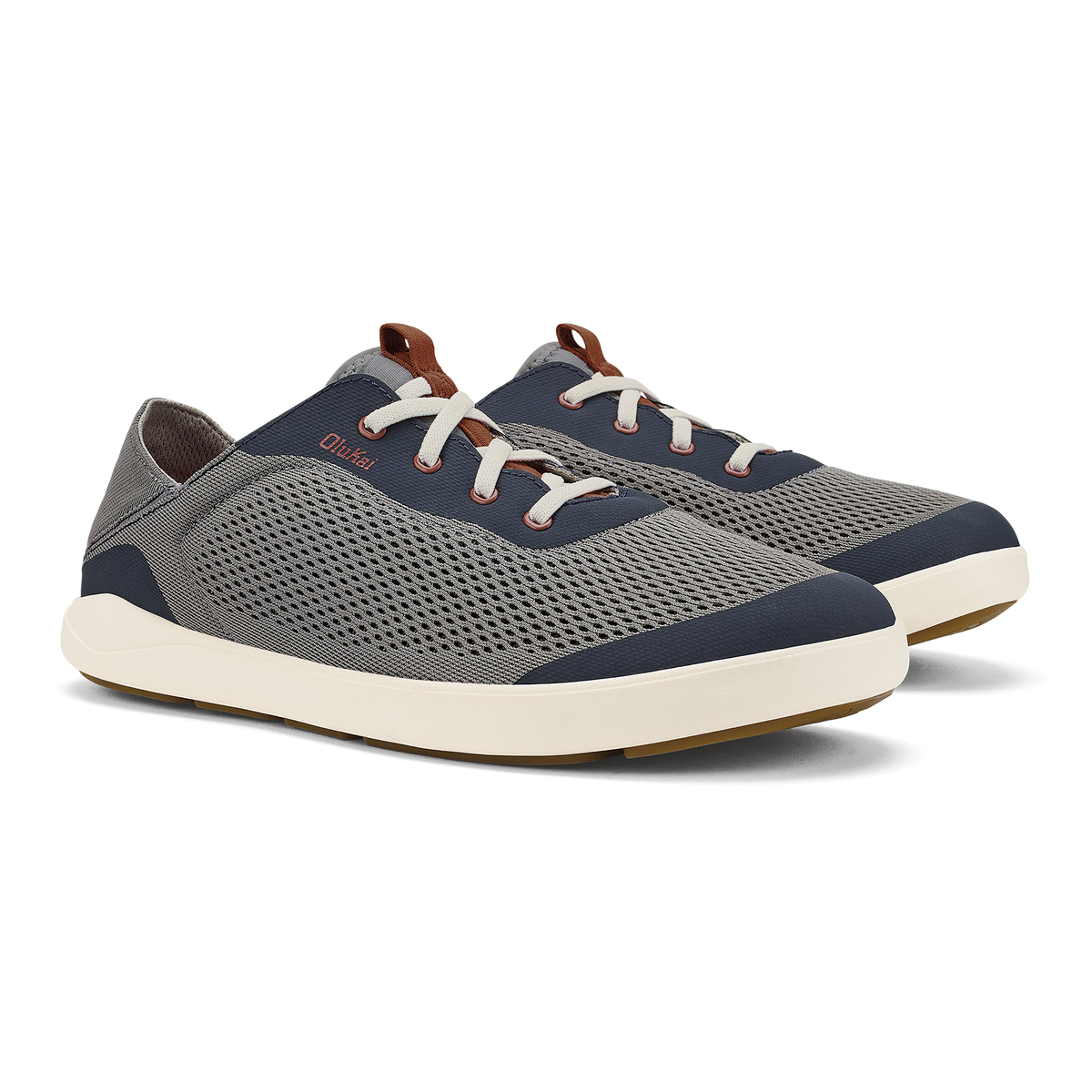 OluKai Special Offer - Moku Pae Men's Boat Shoes - Ash / Trench Blue