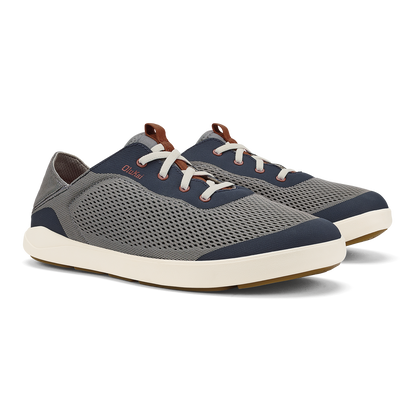 OluKai Special Offer - Moku Pae Men's Boat Shoes - Ash / Trench Blue