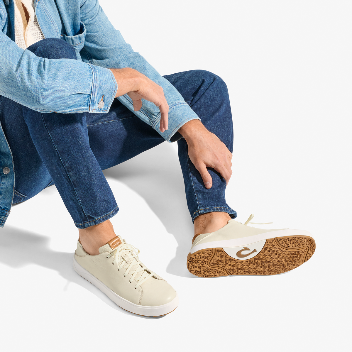 OluKai Premium - Lae‘ahi Lī ‘Ili Men's Leather Sneakers - Tapa