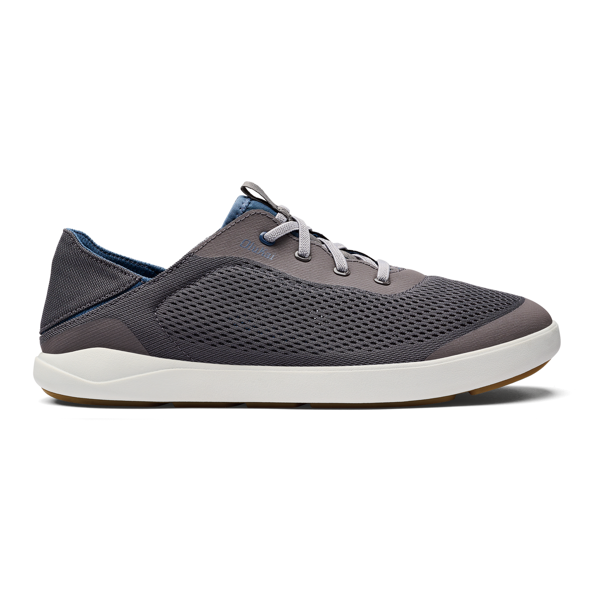 OluKai Hot Sale - Moku Pae Men's Boat Shoes - Pavement / Vintage Blue