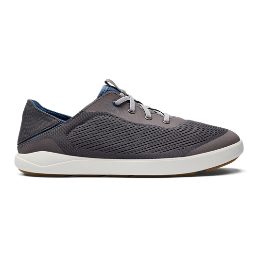 OluKai Hot Sale - Moku Pae Men's Boat Shoes - Pavement / Vintage Blue