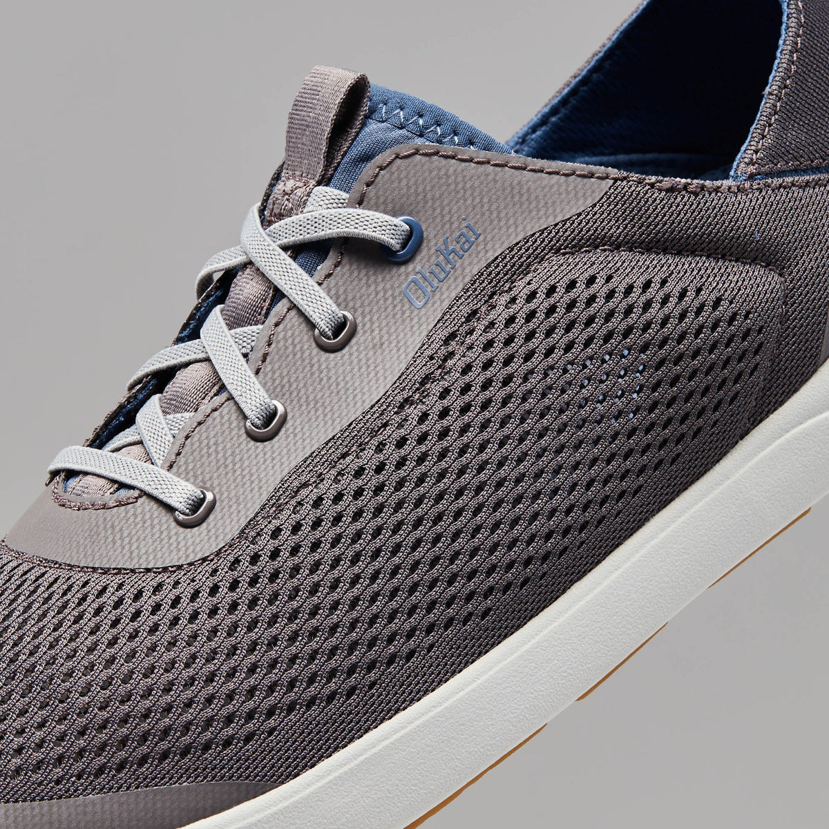 OluKai Hot Sale - Moku Pae Men's Boat Shoes - Pavement / Vintage Blue