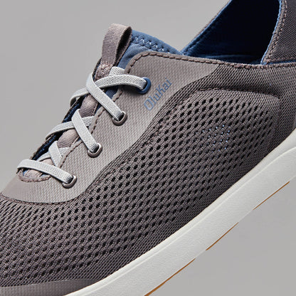 OluKai Hot Sale - Moku Pae Men's Boat Shoes - Pavement / Vintage Blue