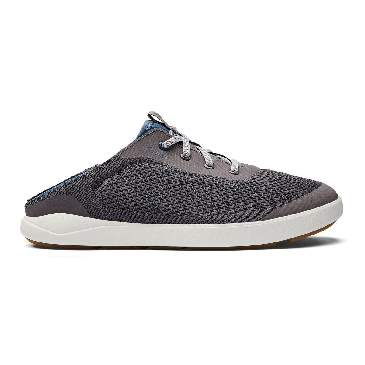 OluKai Hot Sale - Moku Pae Men's Boat Shoes - Pavement / Vintage Blue