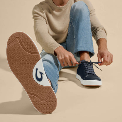 OluKai Special Offer - Lae‘ahi Lī ‘Ili Men's Leather Sneakers - Trench Blue