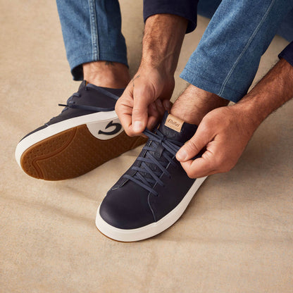 OluKai Special Offer - Lae‘ahi Lī ‘Ili Men's Leather Sneakers - Trench Blue