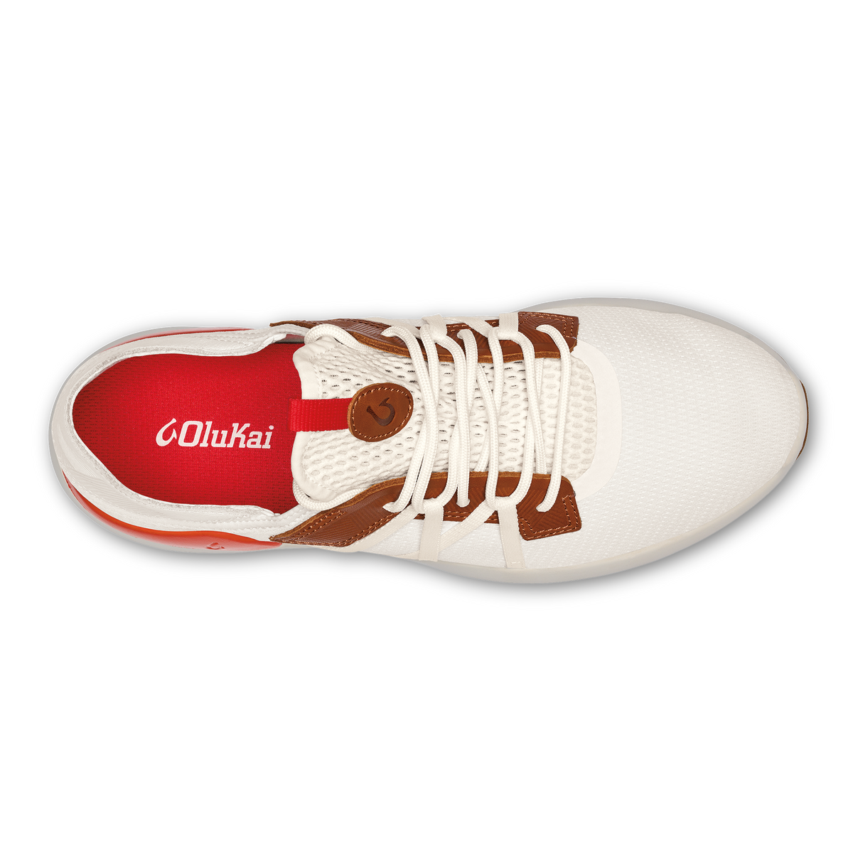 OluKai Classic - Mio Lī Men's Athletic Shoes - Bright White / Red Lava