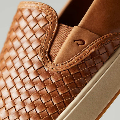OluKai Everyday - Lae‘ahi Lauhala Men's Leather Slip-On Sneakers - Fox