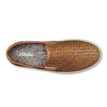 OluKai Everyday - Lae‘ahi Lauhala Men's Leather Slip-On Sneakers - Fox