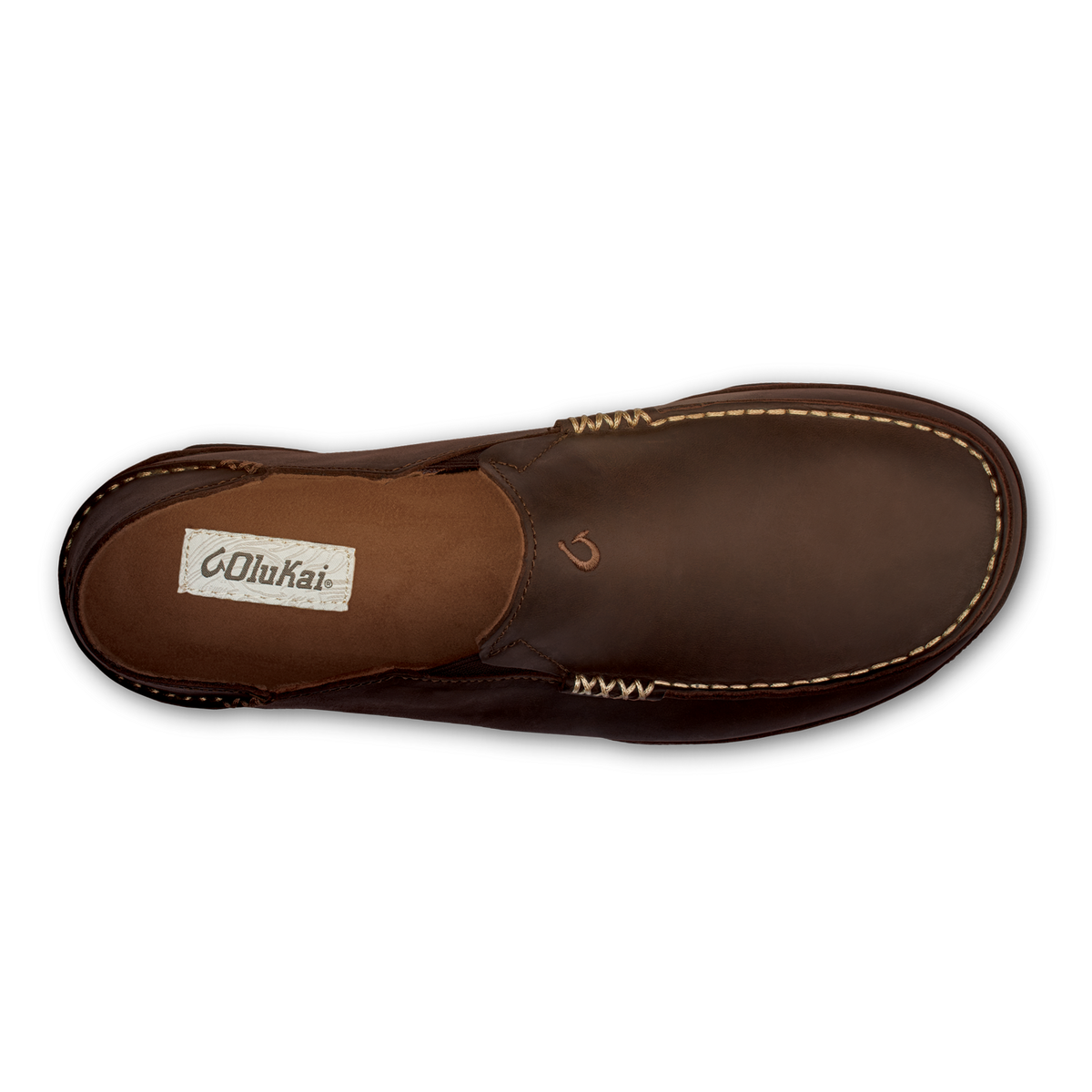 OluKai Great Value - Moloā Men's Leather Slip On Shoes - Dark Wood / Dark Java