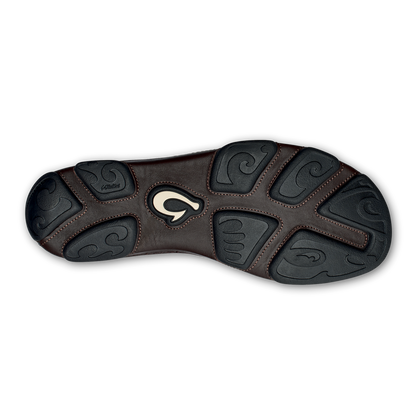 OluKai Great Value - Moloā Men's Leather Slip On Shoes - Dark Wood / Dark Java