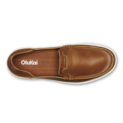 OluKai Latest - Kākaha Nia Men‘s Leather Slip-On Shoes - Fox