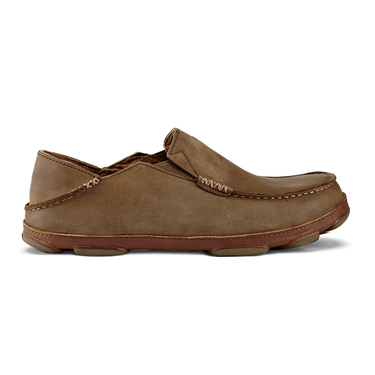 OluKai Signature - Moloā Men's Leather Slip On Shoes - Ray / Toffee