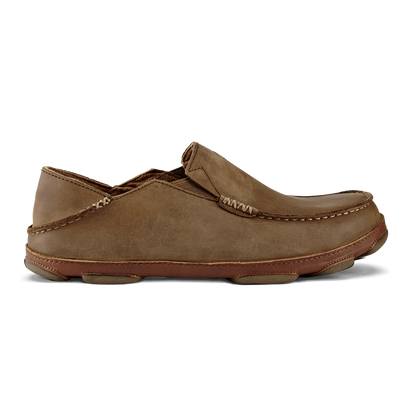 OluKai Signature - Moloā Men's Leather Slip On Shoes - Ray / Toffee