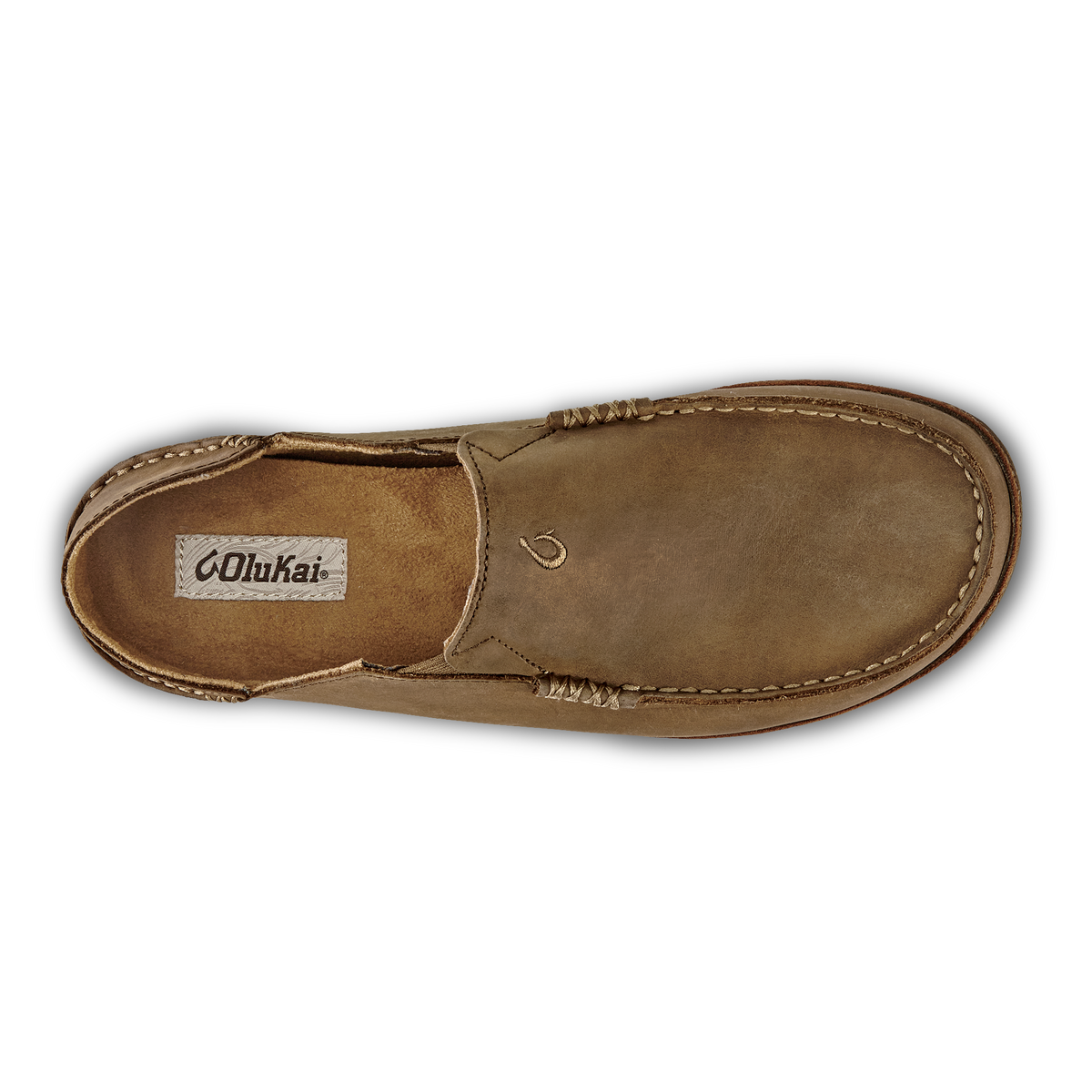 OluKai Signature - Moloā Men's Leather Slip On Shoes - Ray / Toffee