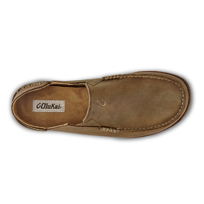OluKai Signature - Moloā Men's Leather Slip On Shoes - Ray / Toffee