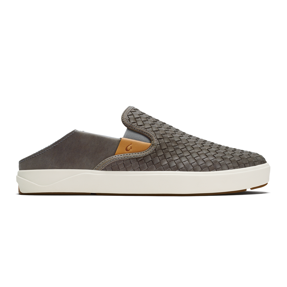 OluKai Special Offer - Lae‘ahi Lauhala Men's Leather Slip-On Sneakers - Ash