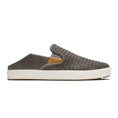 OluKai Special Offer - Lae‘ahi Lauhala Men's Leather Slip-On Sneakers - Ash