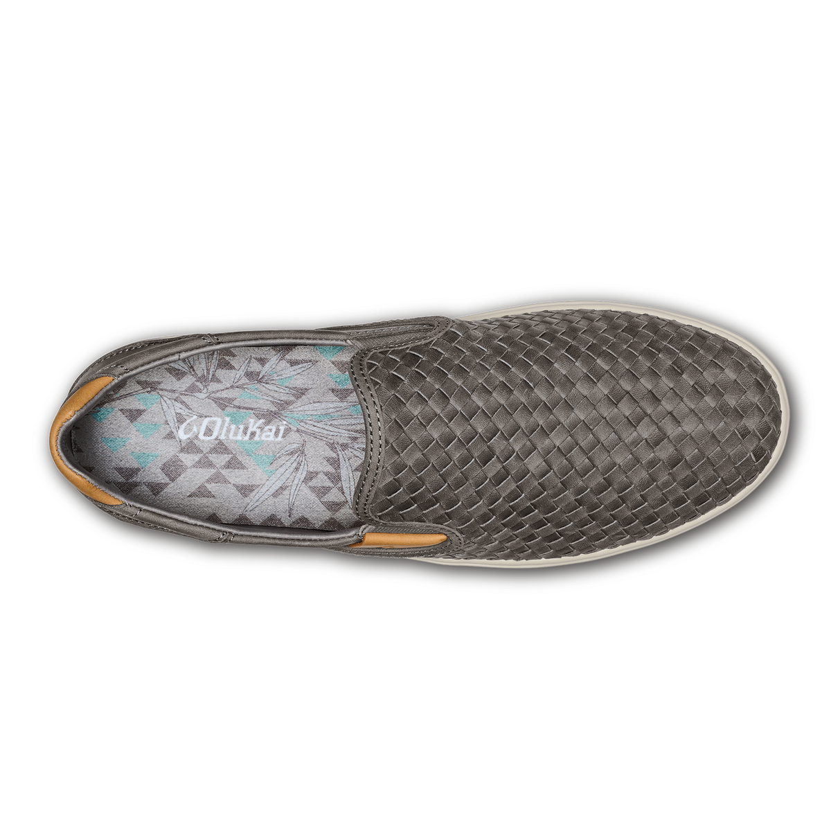 OluKai Special Offer - Lae‘ahi Lauhala Men's Leather Slip-On Sneakers - Ash