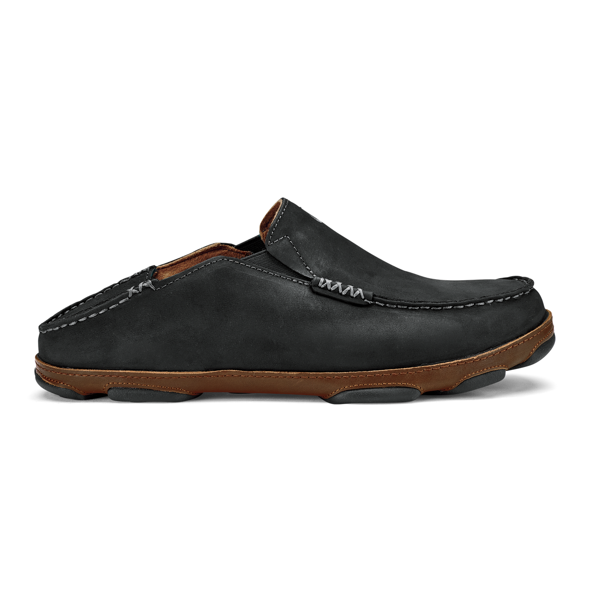 OluKai Value - Moloā Men's Leather Slip On Shoes - Black / Toffee