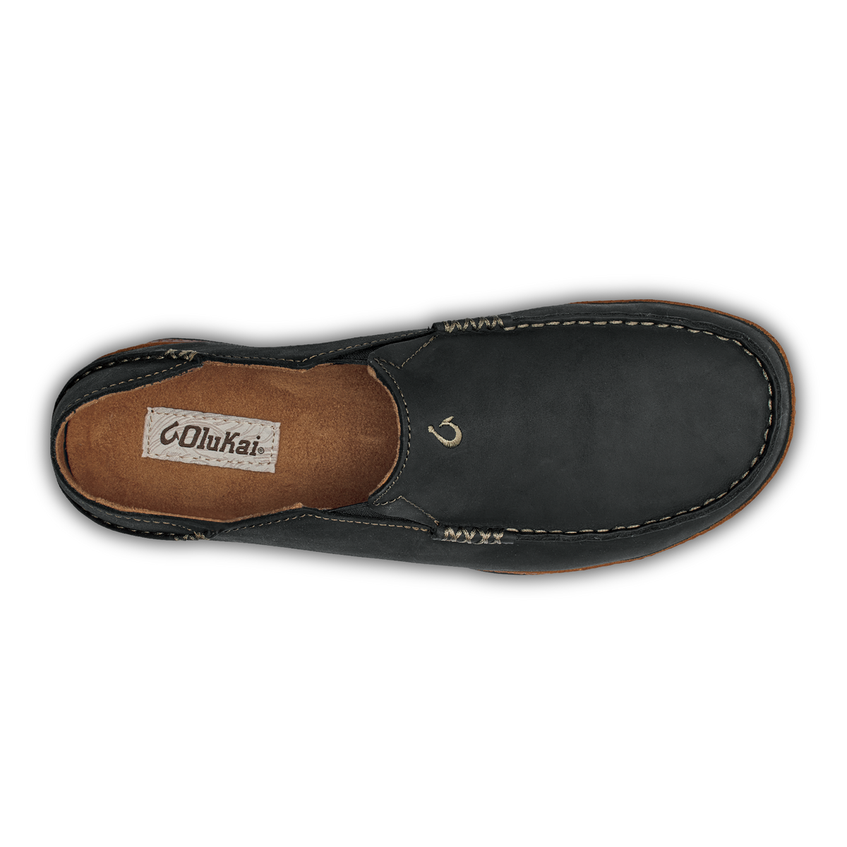 OluKai Value - Moloā Men's Leather Slip On Shoes - Black / Toffee