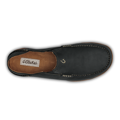 OluKai Value - Moloā Men's Leather Slip On Shoes - Black / Toffee