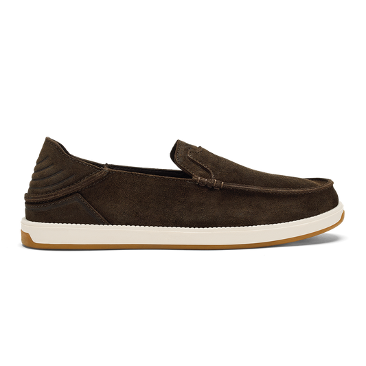 OluKai Featured - Kākaha Nia Men‘s Suede Slip-On Shoes - Dark Wood