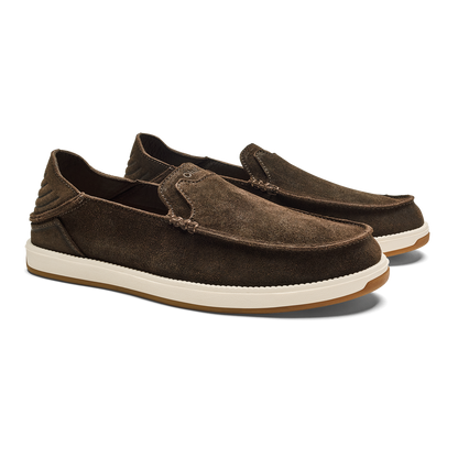OluKai Featured - Kākaha Nia Men‘s Suede Slip-On Shoes - Dark Wood