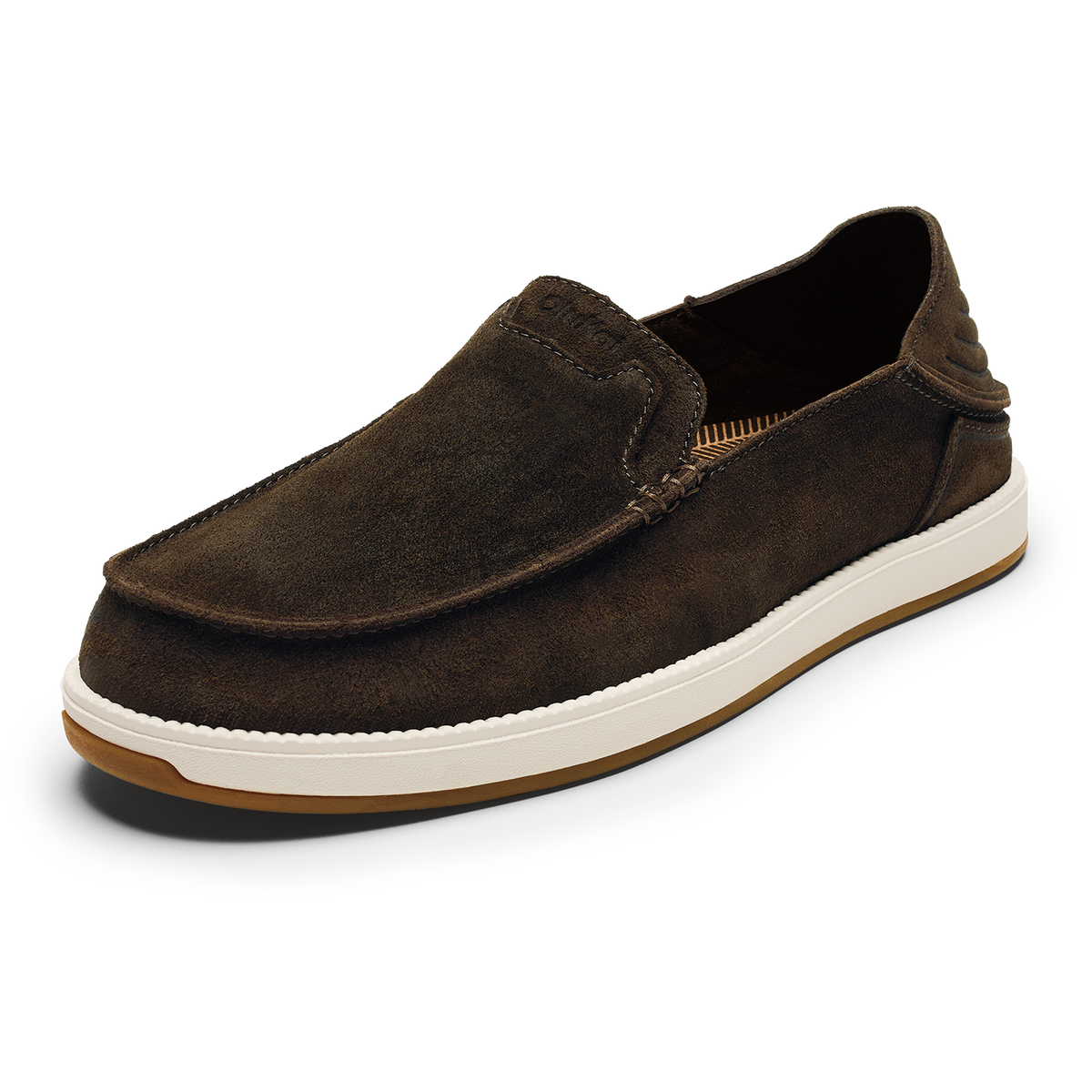 OluKai Featured - Kākaha Nia Men‘s Suede Slip-On Shoes - Dark Wood