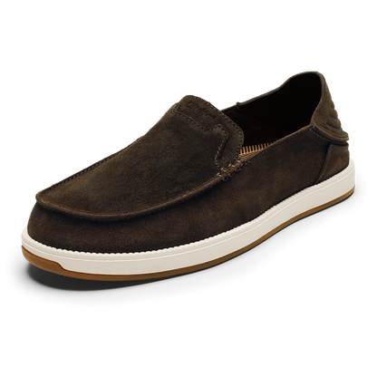 OluKai Featured - Kākaha Nia Men‘s Suede Slip-On Shoes - Dark Wood