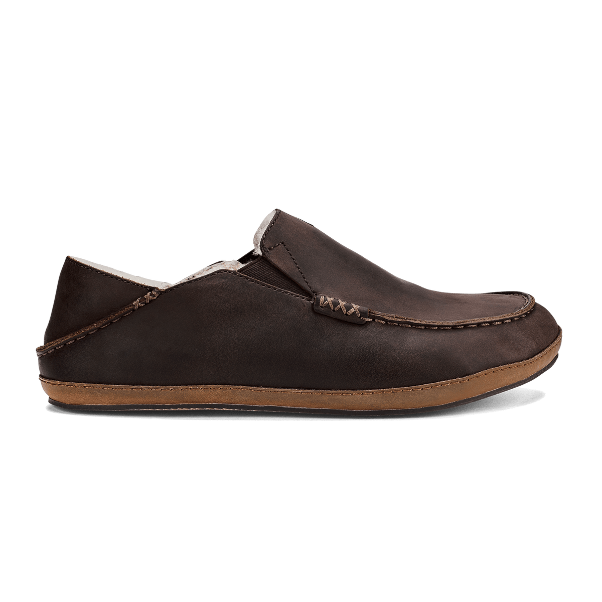 OluKai Recommended - Moloā Men's Nubuck Leather Slippers - Dark Wood
