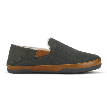 OluKai Recommended - Hanohano Men’s Waxed Canvas Slippers - Dark Shadow