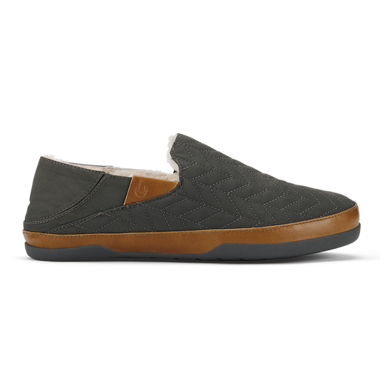 OluKai Recommended - Hanohano Men’s Waxed Canvas Slippers - Dark Shadow
