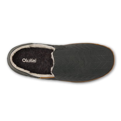 OluKai Recommended - Hanohano Men’s Waxed Canvas Slippers - Dark Shadow